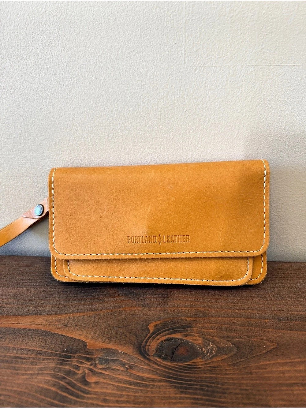 Portland Leather Wristlet Wallet in Sunflower